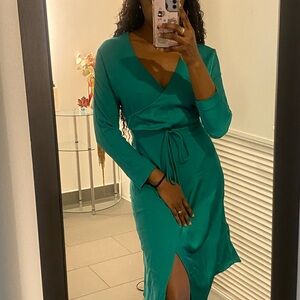 Cushnie Emerald Long Sleeve Wrap Dress